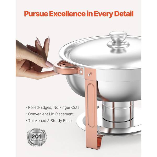 4-Pack Stainless Steel Chafing Dish Buffet Set - 5 QT Each With Glass Lid, Water Pan & Fuel Holder