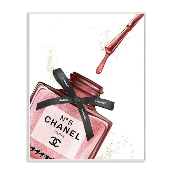 Stupell Industries 10 in. x15 in. "Makeup Nail Polish Brush Drip Pink Fashion Design"by Ziwei LiWood Wall Art