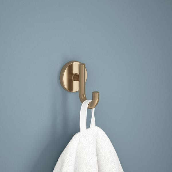 Trinsic Wall Mount Double Towel Hook Bath Hardware Accessory in Champagne Bronze