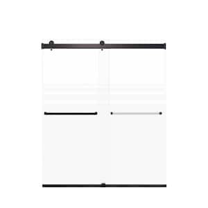 Brianna 60 in. W x 70 in. H Sliding Frameless Shower Door in Matte Black Finish with Frosted Glass
