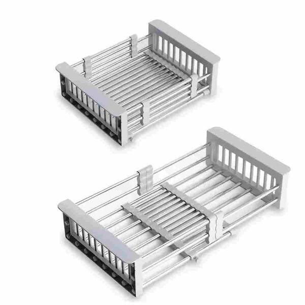 Adjustable Stainless Steel Sink Dish Rack, Retractable Drain Basket, UPS Delivery Self-Pickup Supported