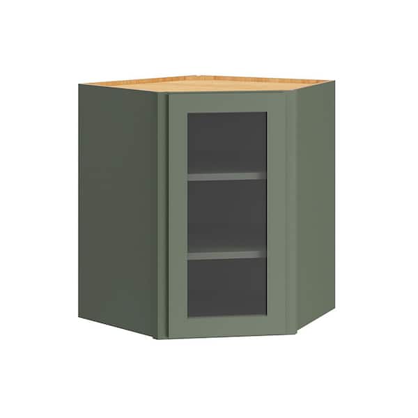 QuickShip Cottage 24 in. W x 12 in. D x 30 in. H Assembled Plywood Cut for Glass Specialty Wall Cabinet in Conifer