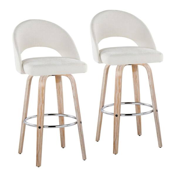 Lumisource Renee Upholstered 42.25 in. Cream Fabric, White Washed