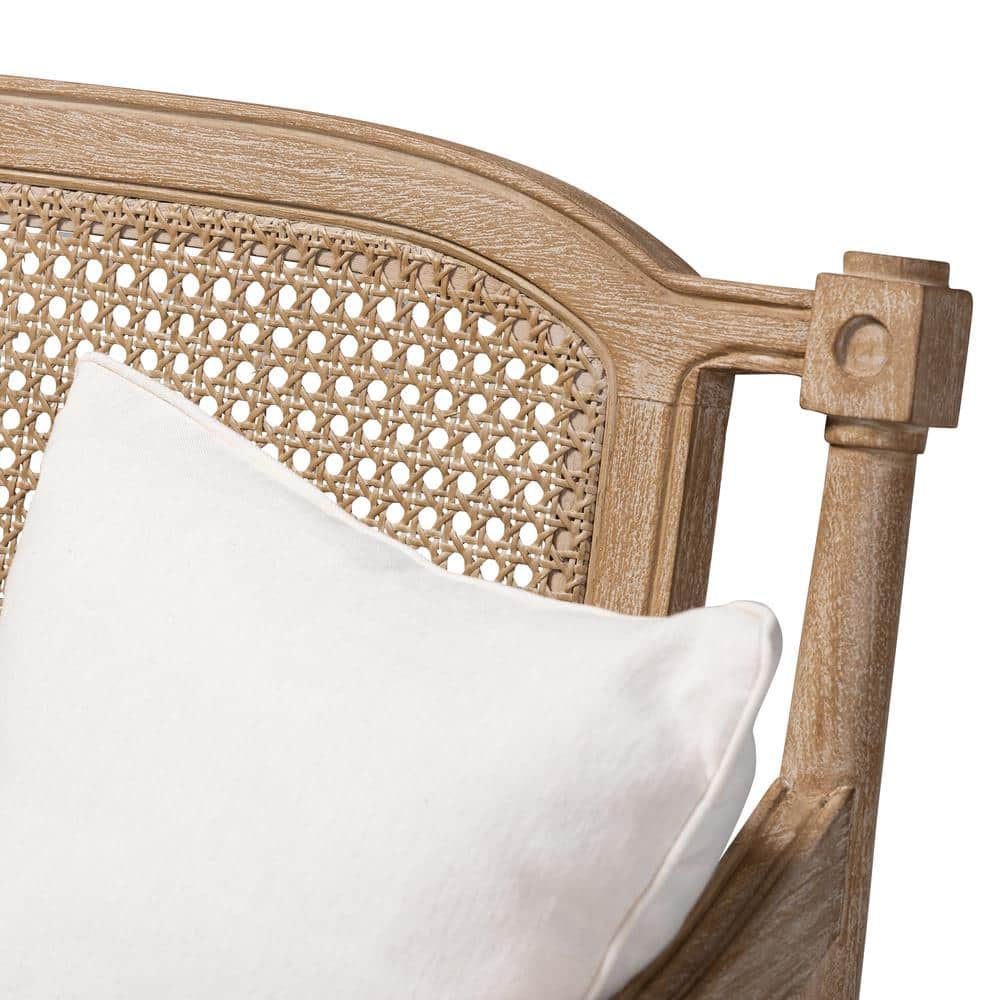 Elegant Ivory Cotton Blend Tufted Loveseat with Whitewashed Wood Frame
