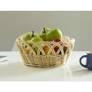 11.25- Inch Decorative Willow Round Fruit Bowl Bread Basket Serving Tray, Small