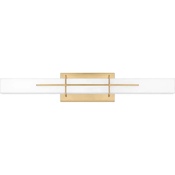 Gemini 28.25 in. Aged Brass Integrated LED Vanity Light