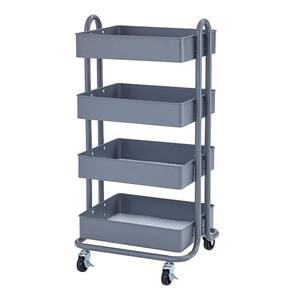4-Tier Metal Rolling Storage Organizer Utility Cart with 4-Wheels in Gray