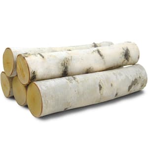 (13085) Decorative White Birch Logs, Fireplace Set, Kiln Dried Wood Home Decor 15.5-17.5 in. L 3 in.- 5 in. W (Set of 5)