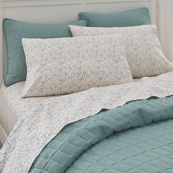 StyleWell Cotton Percale Colorful Ditsy Floral 3-Piece Twin/Twin XL Sheet  Set SU200SS-TXL-DFL - The Home Depot