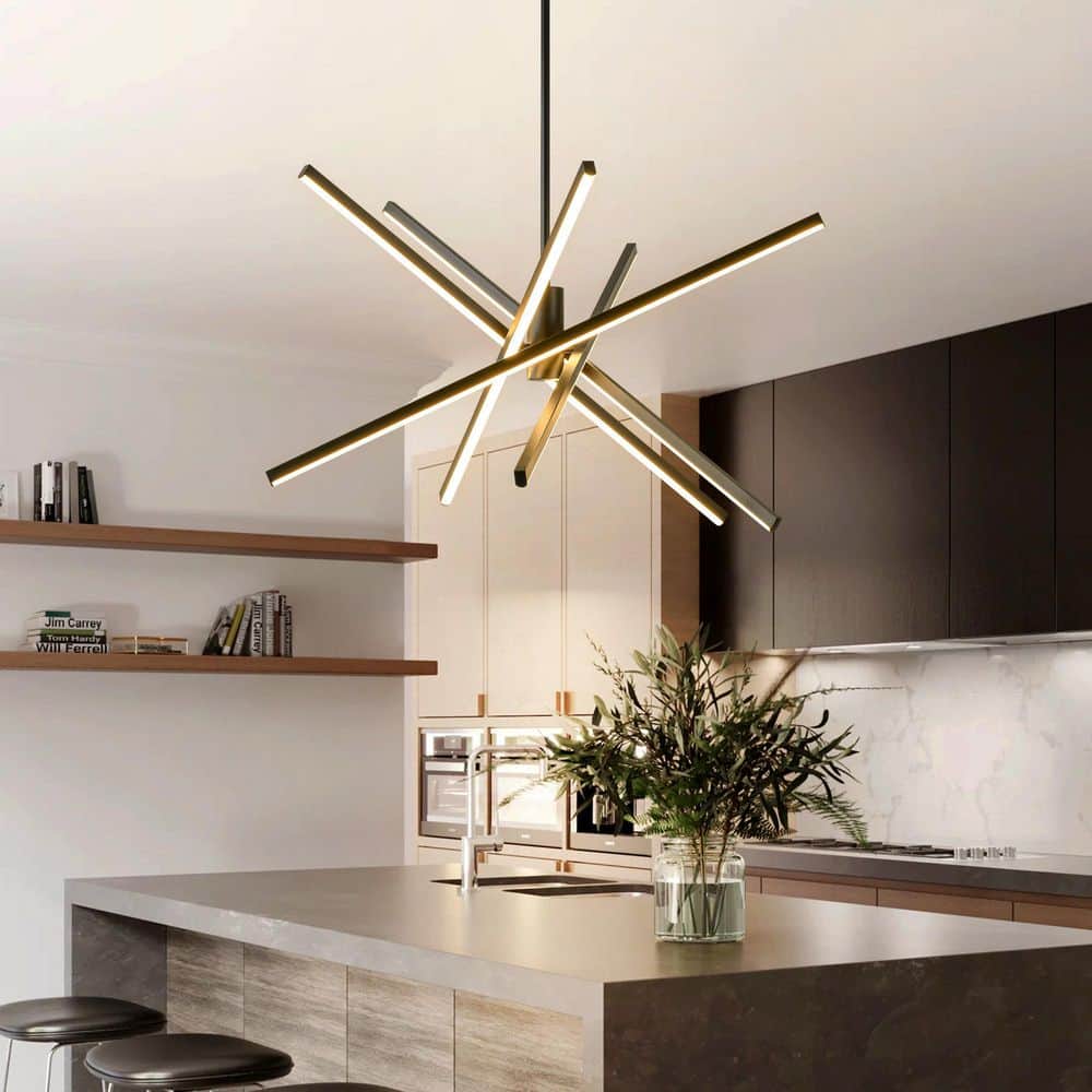Salem 45-Watt 5-Light Modern Black Linear Sputnik Integrated LED Pendant Light price history on PriceWatchPro