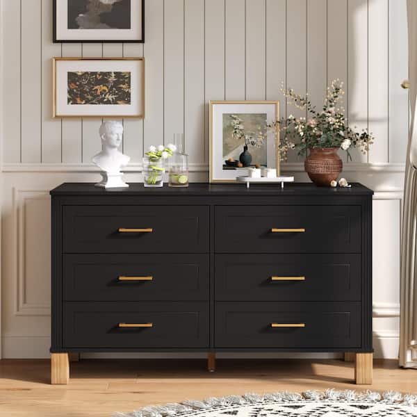 black dresser with black handles Cas Set, Handle Drawers Bedroom Set Nightstand Set SICOTAS Liberty Americana Farmhouse LBRT GIKPAL Black 6-Drawer Dresser -