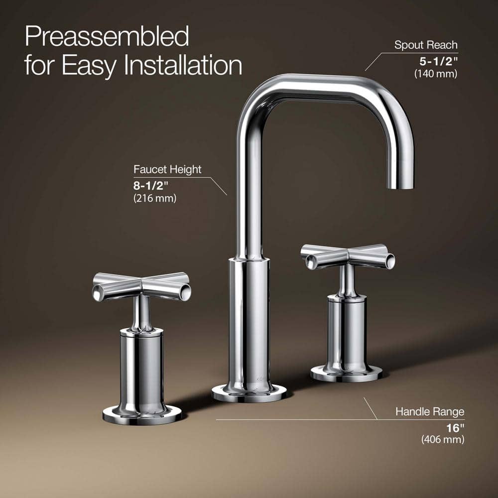 Elegant Polished Chrome 8" Widespread High Arc Bathroom Faucet