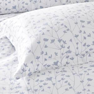 Company Cotton Ivy White Multicolored 300-Thread Count Rayon Made From Bamboo Cotton Sateen Flat Sheet