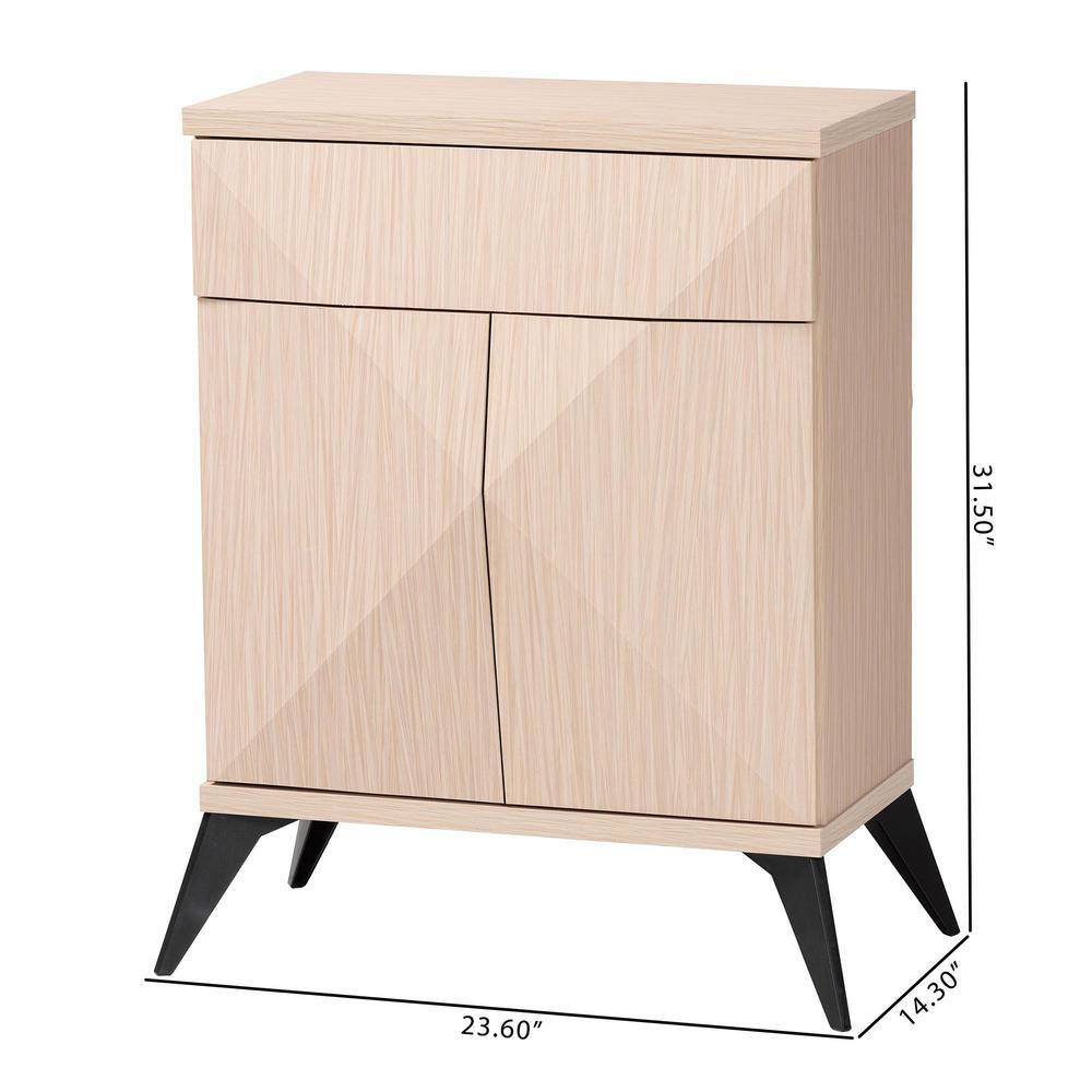Light Brown and Black Wood 2-Door Mid-Century Sideboard Buffet