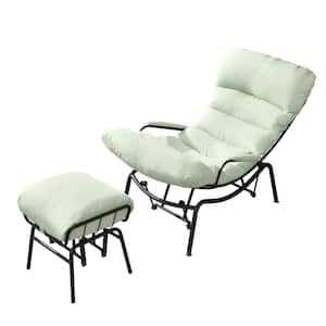 Beauty Metal Outdoor Patio Outdoor Rocking Chair with Light Green Cushions (2-Piece)
