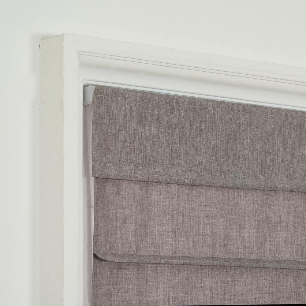 Gray Cordless Blackout Fabric Roman Shades 35 Inches
