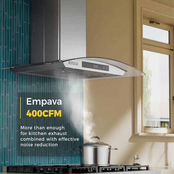 30" Stainless Steel Wall-Mounted Range Hood With LED Light – 350CFM Vented Kitchen Hood