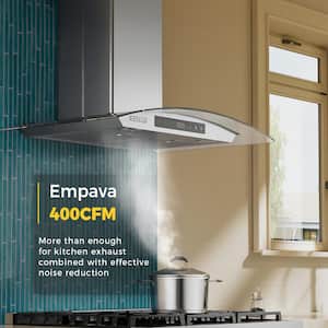 30 in. 400 CFM Ducted Kitchen Glass Wall Mount Range Hood with Light in Stainless Steel