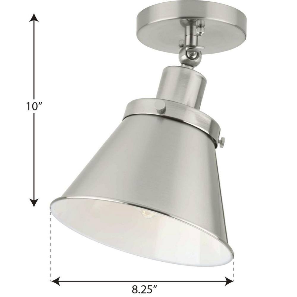 Hinton Brushed Nickel 1-Light Semi-Flush Mount Ceiling Light