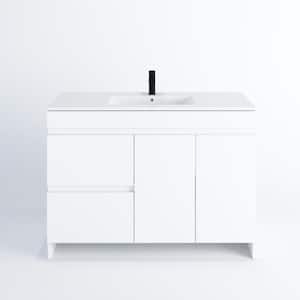 Mace 48 in. W x 20 in. D x 35 in. H Single Sink Bath Vanity Left Side Drawers In White W/Acrylic Integrated Countertop