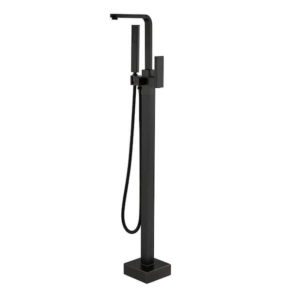 Single-Handle Freestanding Tub Faucet with Handheld Shower Head in Oil Rubbed Bronze