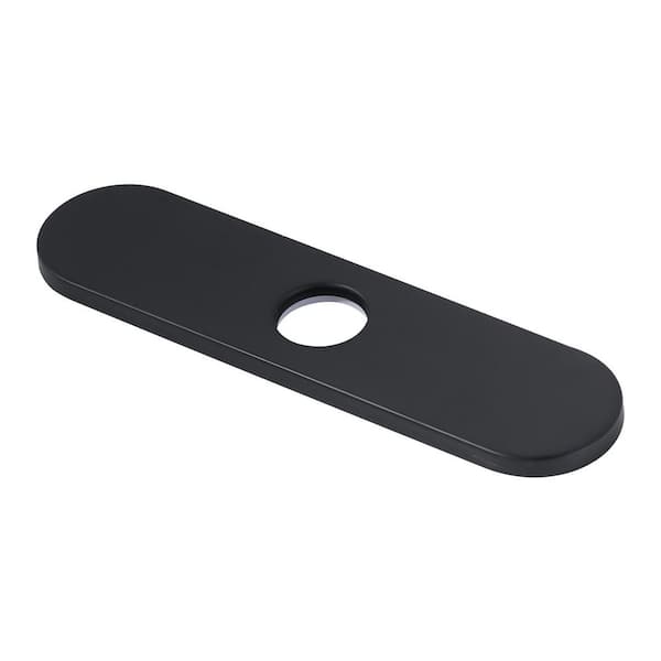 10 in. x 2.46 in. x 0.37 in. Stainless Steel Kitchen Sink Faucet Hole Cover Deck Plate Escutcheon in Matte Black﻿