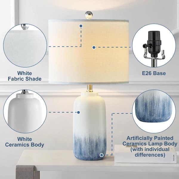 Maxax 23.5 in. Blue Coastal Dimmable Ceramic Bedroom Living Room