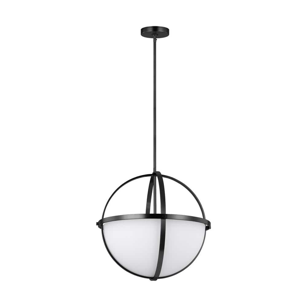 Alturas 3-Light Midnight Black Hanging Pendant with Etched White Glass Shades price history on PriceWatchPro