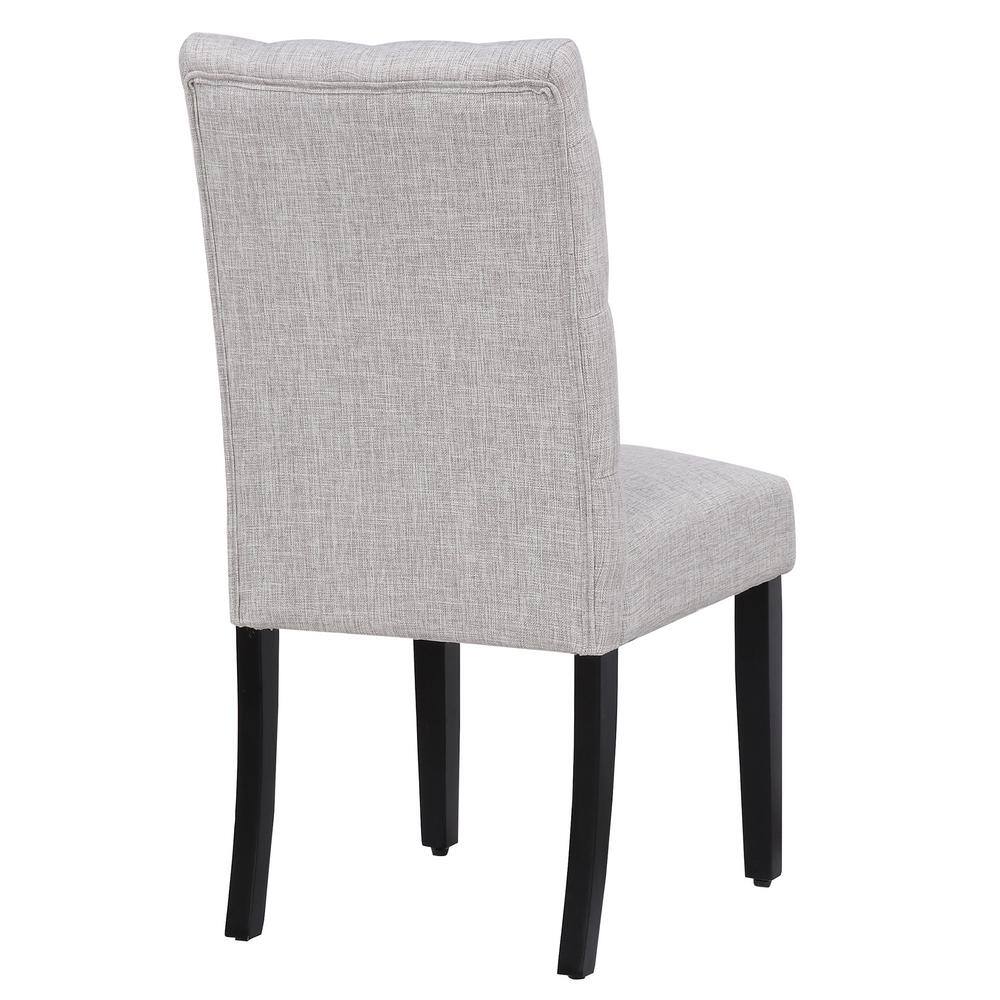 Polytrends Grandview Tufted Upholstered Linen Fabric Dining Chair Light Gray