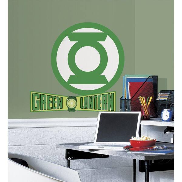 RoomMates 5 in. x 19 in. Classic Green Lantern Logo Peel and Stick Giant Wall Decals