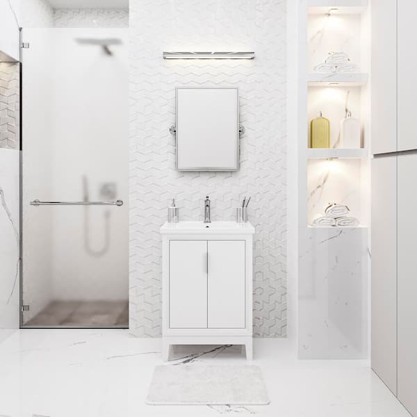 Elise 24.5 in. W x 18 in. D Bath Vanity in Pure White with Ceramics Vanity Top in White with White Basin