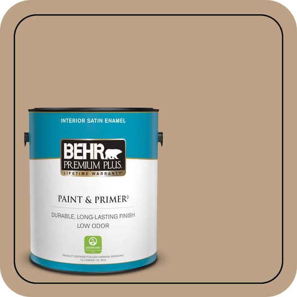 BEHR PREMIUM PLUS 1 gal. #PPU4-05 Basketry Satin Enamel Low Odor Interior Paint & Primer
