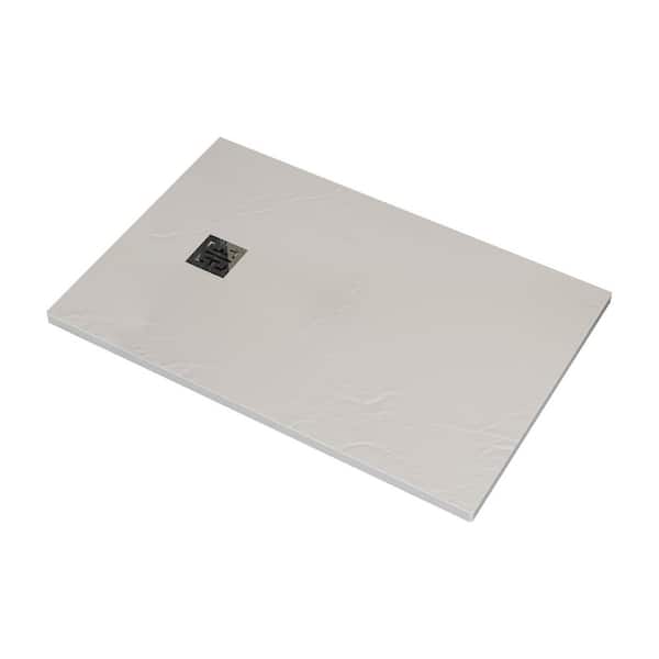 32 in. L x 48 in. W Corner Base with Drain kit and Stainless Steel Cover in White