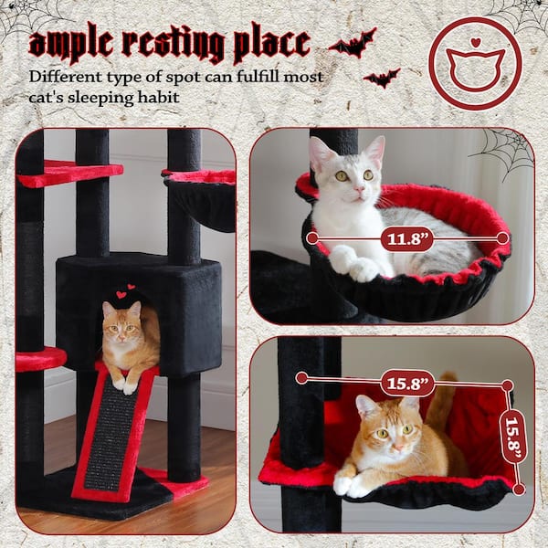 cenadinz 90.5 in.-100.4 in. Black Tall Cat Tree Floor to