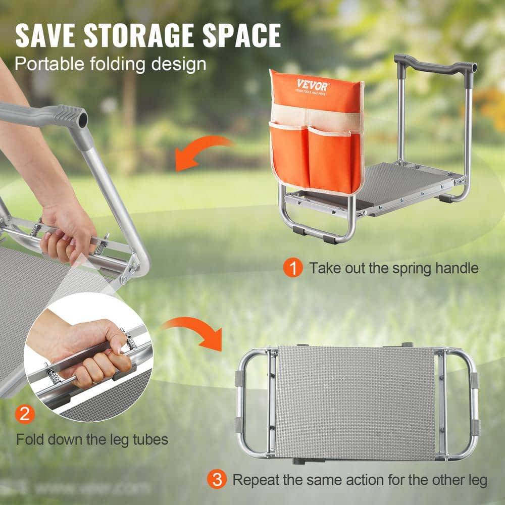 Yellow and Silver Foldable Garden Kneeler and Seat with Tool Bag