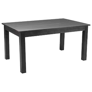Black Wash Wood 4-Leg Dining Table (Seats 6)