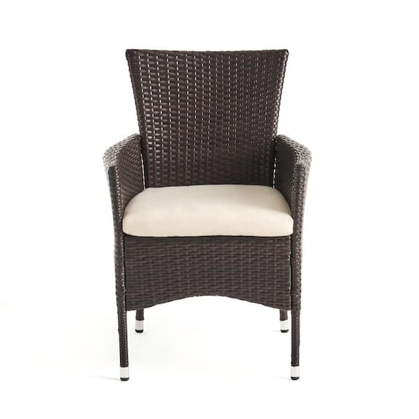 Flynama Clementine Outdoor Multibrown PE Wicker Dining Chairs (Set of-2)