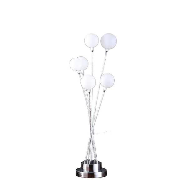 HomeRoots 28 in. Silver Chrome 6-Light Globe Desk or Table Lamp