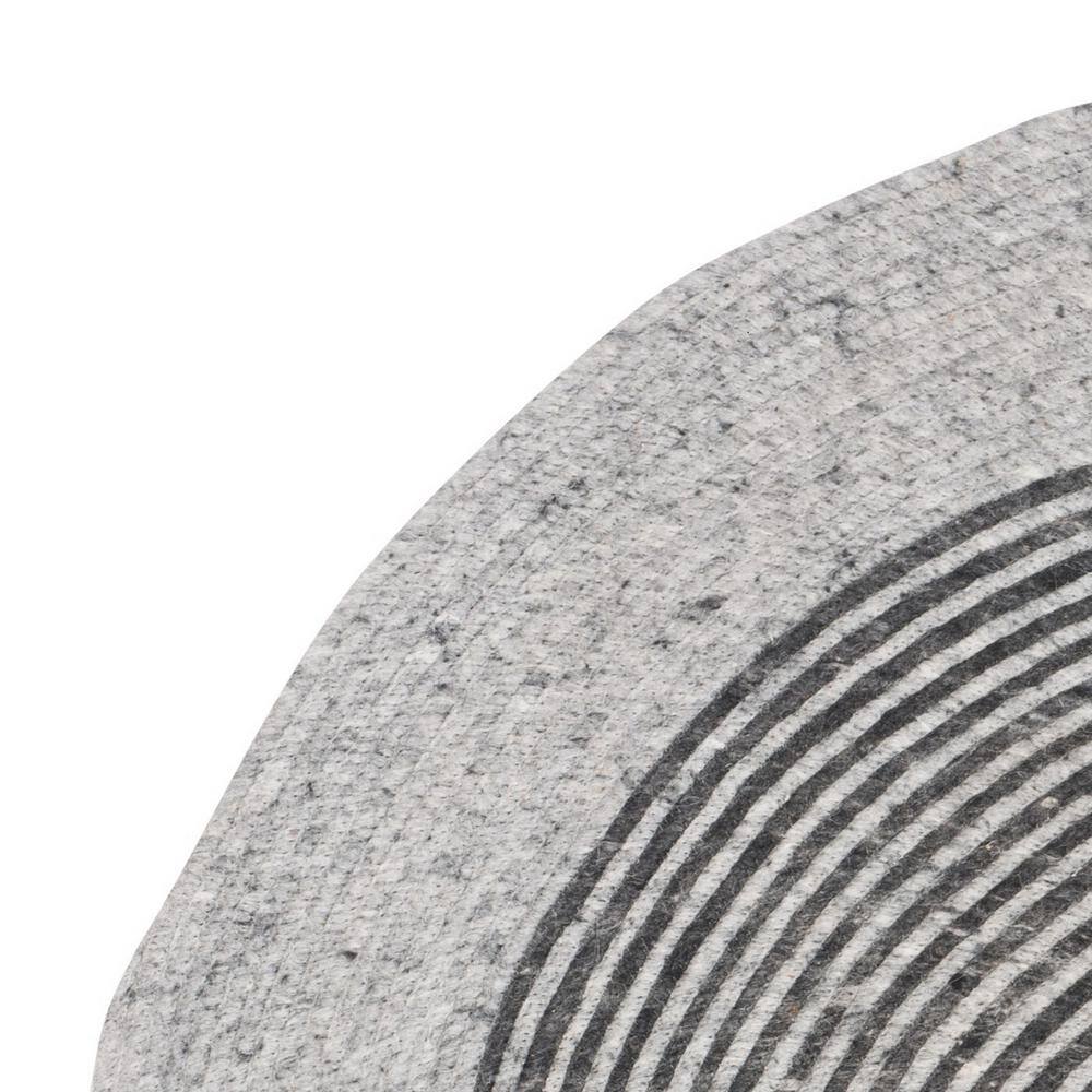 Handwoven Gray Wool 3' Round Braided Reversible Rug