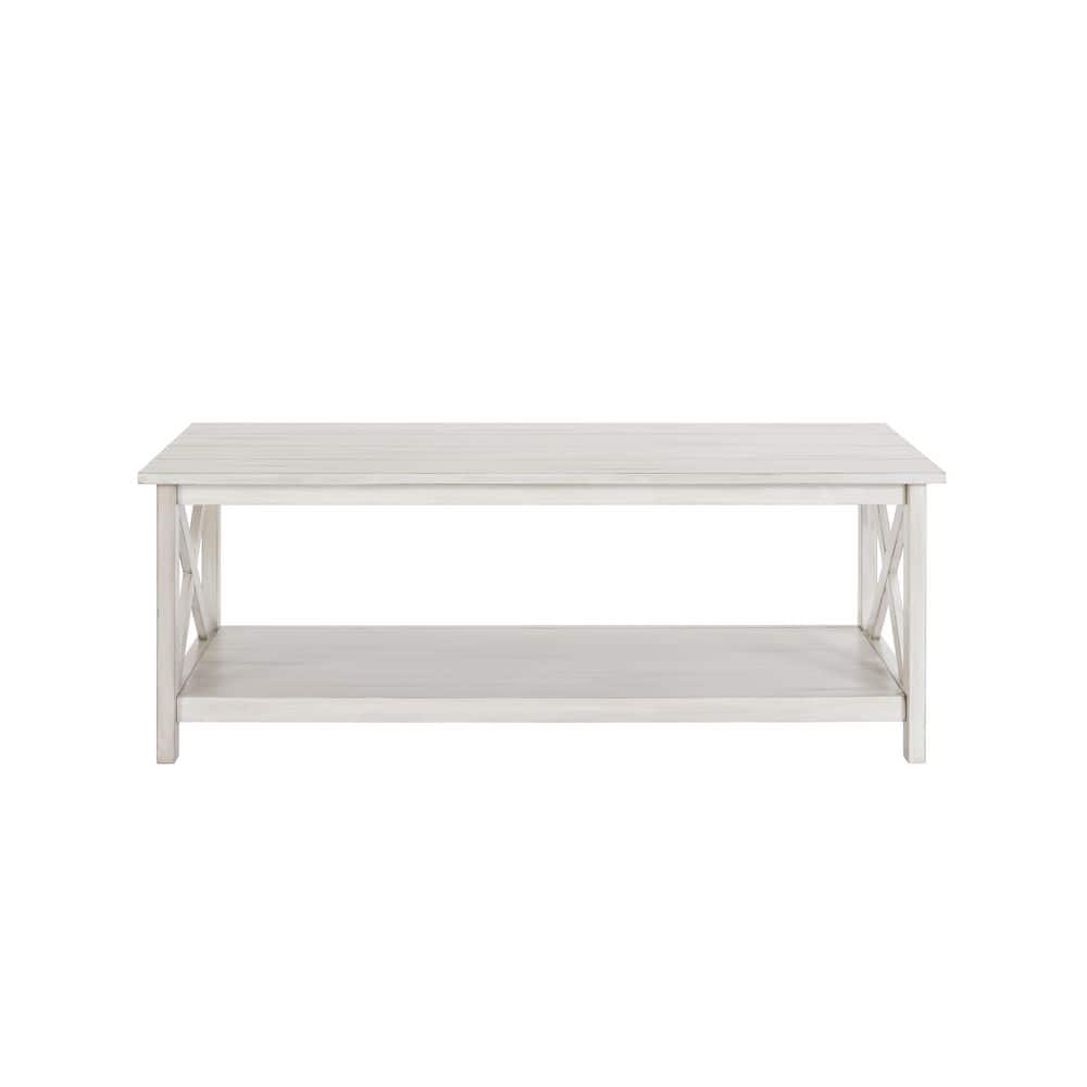 Jamestown 48" Antique White Wood Coffee Table with Storage