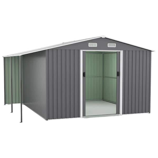 12 ft. W x 10 ft. D Gray Metal Shed with Lockable Doors, Window (120 sq. ft. )