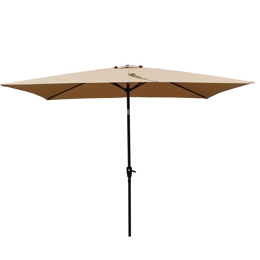 6 x 9 ft Steel Beach Umbrella, Market Umbrella with Crank&Push Button Tilt 