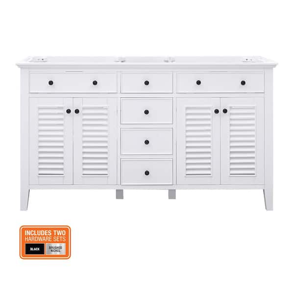 Home Decorators Collection Fallworth 60 in. W x 21.5 in. D x 34 in. H Bath Vanity Cabinet without Top in White