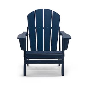 Navy Blue Folding Plastic Adirondack Chair (Set of 2)