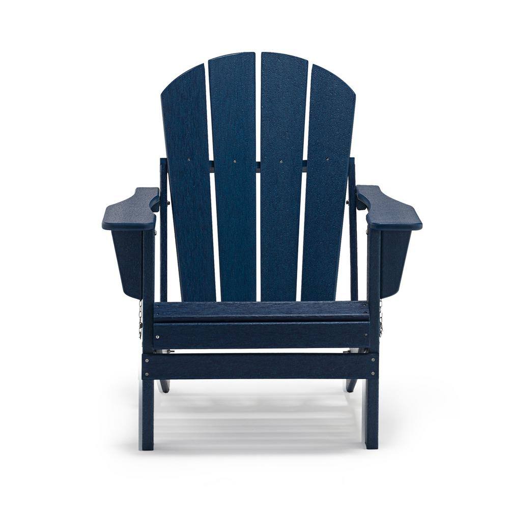 Uixe Navy Blue Folding Plastic Adirondack Chair (Set of 2) ADK2SETHJL