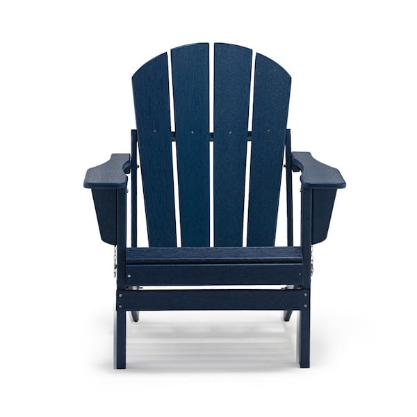 Uixe Navy Blue Folding Plastic Adirondack Chair (Set of 2)