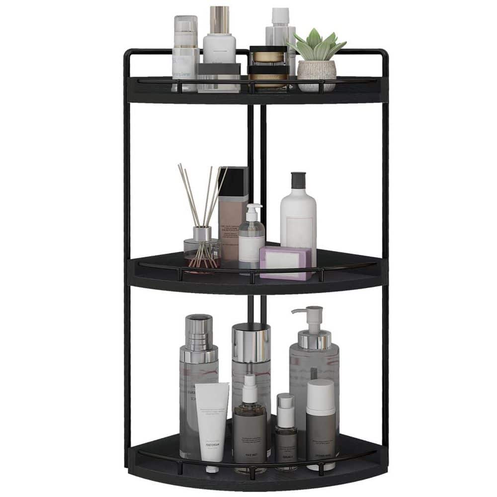 3-Tier Corner Bathroom Organizer Countertop for Storage, Wood Counter Organizer for Kitchen, Bathroom in Black price history on PriceWatchPro