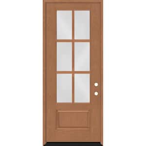 Regency 36 in. x 96 in. 3/4-6 Lite Clear Glass LHIS Autumn Wheat Stained Fiberglass Prehung Front Door