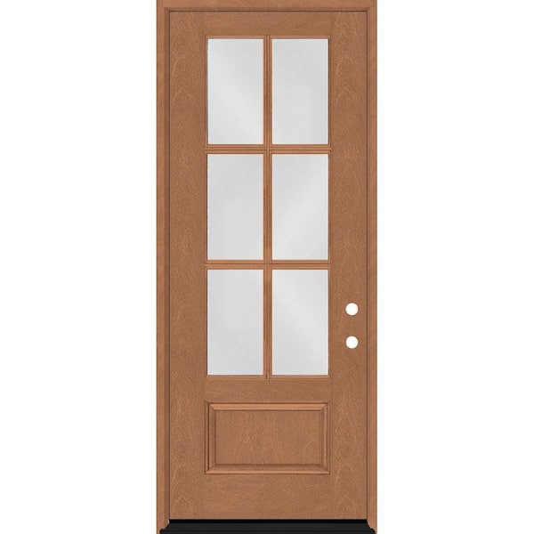 Regency 36 in. x 96 in. 3/4-6 Lite Clear Glass LHIS Autumn Wheat Stained Fiberglass Prehung Front Door