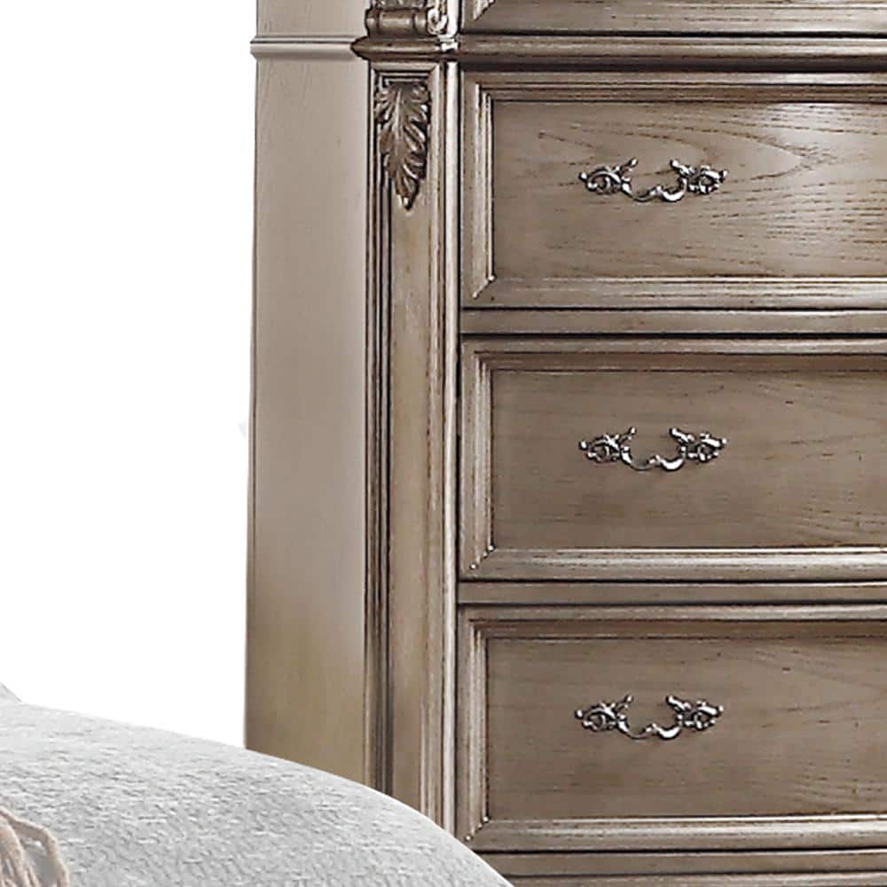 Elegant Gray 45" Antique Silver Chest with Dovetail Drawers